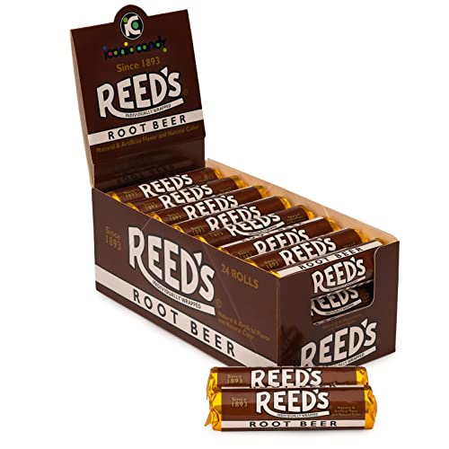 Reed’s Root Beer Candy Rolls | Traditional Root Beer Hard Candy | Creamy Root Beer Flavored Old-Fashioned Reed’s Candy Brought To You By Iconic Candy | 24 Count