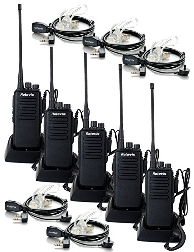 Retevis RT1 2 Way Radios Walkie Talkies Long Range,High Power Two Way Radios Rechargeable,with Earpiece,3000mAh Battery, Rugged, Emergency Alarm,for Adult Construction Warehouse Industry(5 Pack)