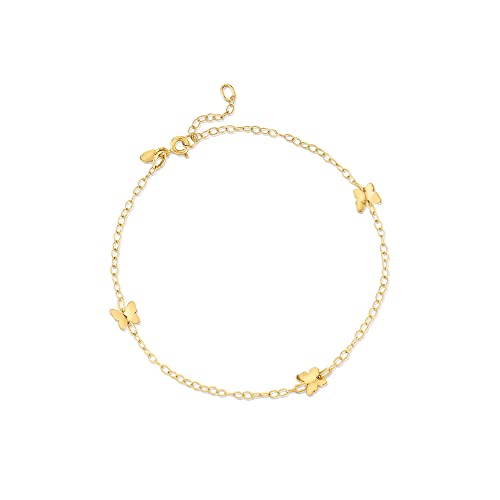 Ross-Simons Italian 14kt Yellow Gold Butterfly Station Anklet. 9 inches