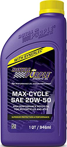 Royal Purple (06316-6PK Max-Cycle 20W-50 High Performance Synthetic Motorcycle Oil - 1 Quart, (Case of 6)