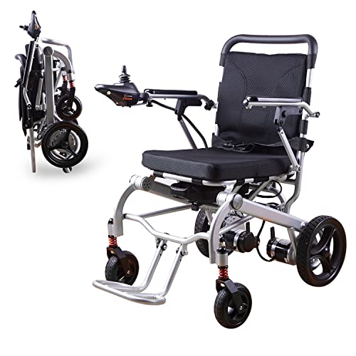 Rubicon DX06 Super Lightweight Electric Wheelchairs - Easy to Use - 12 mi Cruise Range - Detachable Battery 10AH - Liftable Armrest- Travel Size Foldable Power Wheelchair - Serviced from USA