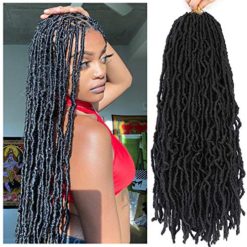 SamBraid 24 Inch 7 Packs New Soft Locs Crochet Hair, for Natural Butterfly Style Crochet Braids, Black Curly And Pre Looped Synthetic Braiding(24 Inch, 7Packs, 1B)