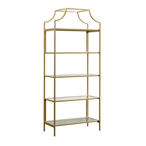 Sauder 421434 International Lux Bookcase, L: 30.0" x W: 14.49" x H: 70.87", Satin Gold Finish