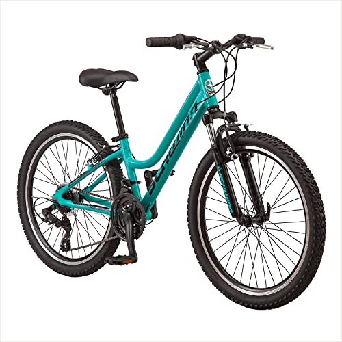 Schwinn High Timber AL Youth/Adult Mountain Bike, Aluminum Frame, 24-Inch Wheels, 21-Speed, Teal