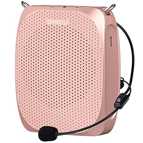 SHIDU Voice Amplifier Teachers,Megaphone Speaker Portable PA System with Microphone Headset(Work of 12hours) Supports MP3 Format Audio for Tour Guides Coaches Yoga Fitness Instructors