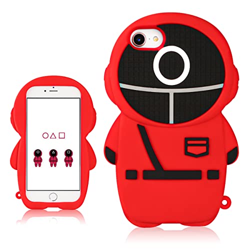 Sjiwkso for iPhone 5/5S/5C 4.0" Case Silicone Cute Cartoon Fun Funny Games Character Design Cool Cover Cases for Girls Boys Men Kids Teen Adult Fashion Unique Red Round for iPhone 5/5S/5C