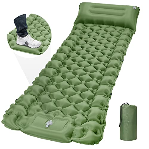 Sleeping Pad Ultralight Inflatable Sleeping Pad for Camping, 78''X25''X3.9'' Camping Sleeping Pat with Pillow Built-in Pump, Ultimate for Camping, Backpacking, Hiking, Tent Air Mattress (Green)