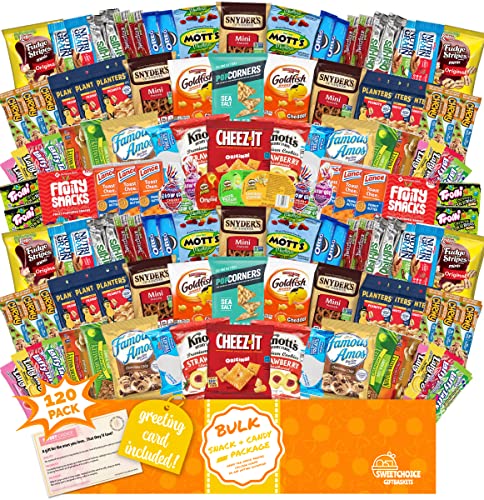 Snack Box Care Package (120 Count) Variety Easter Snacks Gift Box - College Students, Military, Work or Home - Chips Cookies & Candy! Sweet Choice