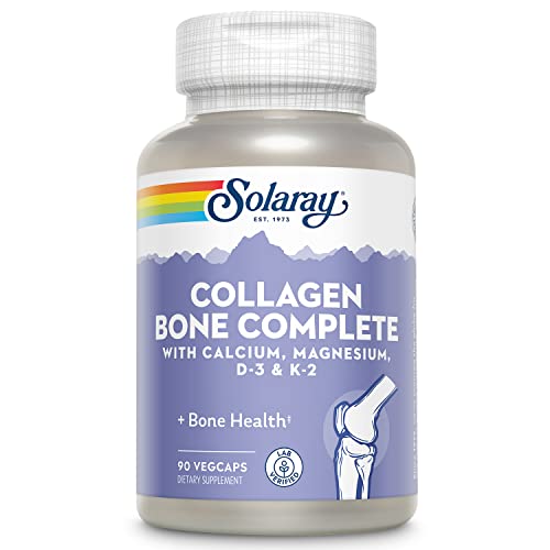 SOLARAY Collagen Bone Complete | Advanced Bone Matrix Formula with Plant Calcium & Magnesium | 30 Servings | 90 VegCaps