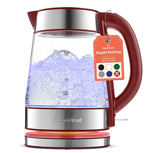 Speed-Boil Water Electric Kettle, 1.7L 1500W, Coffee & Tea Kettle Borosilicate Glass, Wide Opening, Auto Shut-Off, Cool Touch Handle, LED Light. 360° Rotation, Boil Dry Protection