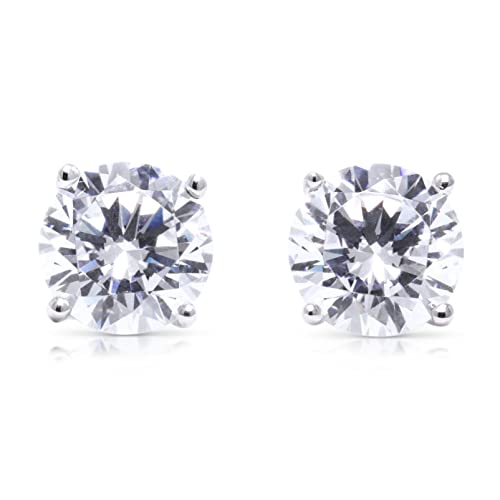 Stainless Steel Diamond Stud Earrings for Women & Men, 1ct Round Cut Simulated Diamond Earrings, Cubic Zirconia Push Back Earrings