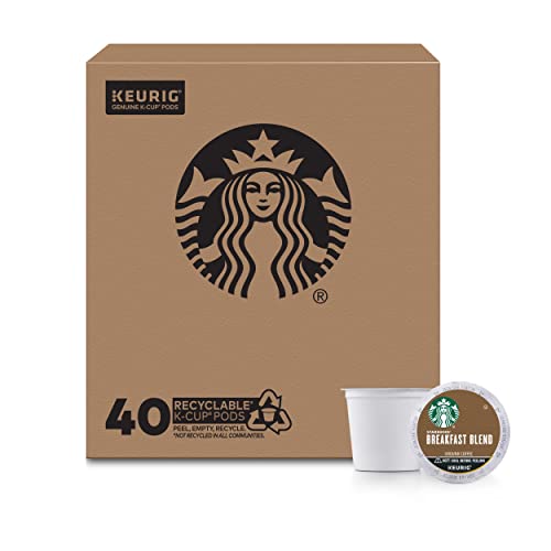 Starbucks Medium Roast K-Cup Coffee Pods — Breakfast Blend for Keurig Brewers — 1 box (40 pods)