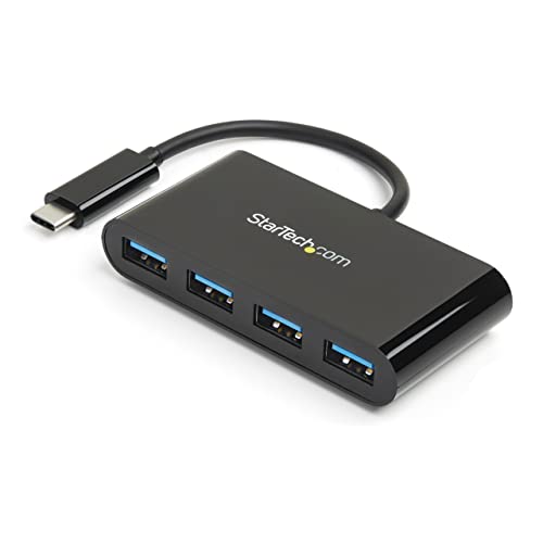 StarTech.com 4-Port USB-C Hub - Portable USB-C to 4X USB-A Hub - Bus-Powered USB 3.0 (5Gbps) Type-C Hub - USB 3.0 Port Expander (HB30C4AB)