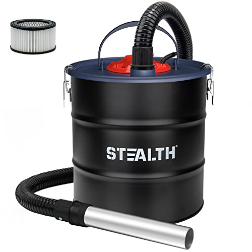 Stealth 4.8 Gallon Ash Vacuum, Portable Ash Vac with Powerful Suction for Fireplaces, Wood Burning Stoves, Bonfire Pits, Pellet Stoves, Model: EMV05S