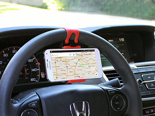 Steering Wheel Smartphone Mount, Phone Holder, Hands Free Compatible with iPhone 14 Pro Max Plus 13 12 11 XS XR Samsung Note 20 10 Z Fold Galaxy S22 S21 Pixel, Moto Google Map Waze GPS Navigation