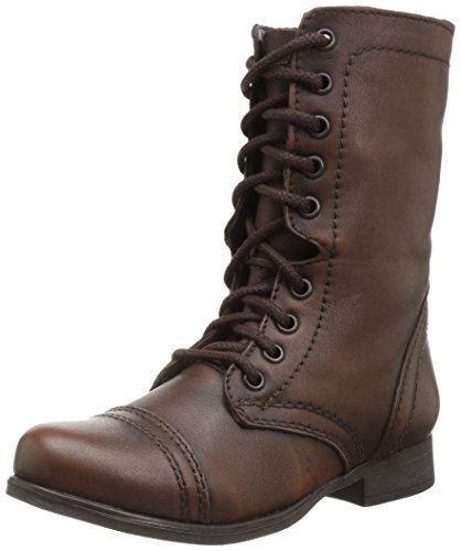 Steve Madden Women's Troopa Lace-Up Boot, Brown Leather, 8 M US