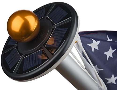 Sunnytech 2nd Generation Solar Flag Pole 20led Light, Brightest, Most Powerful and Stable, Longest Lasting & Most Flag Coverage, LED Downlight for Most 15 to 25 Ft In-Ground Flag Pole, Automatic,Black