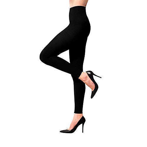 Terramed Advanced Graduated Compression Leggings Women - 20-30 mmHg Footless Microfiber Leggings Tights (Black, Large)