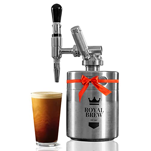 The Original Royal Brew Nitro Cold Brew Coffee Maker - Gift for Coffee Lovers - 64 oz Home Keg, Nitrogen Gas System Coffee Dispenser Kit