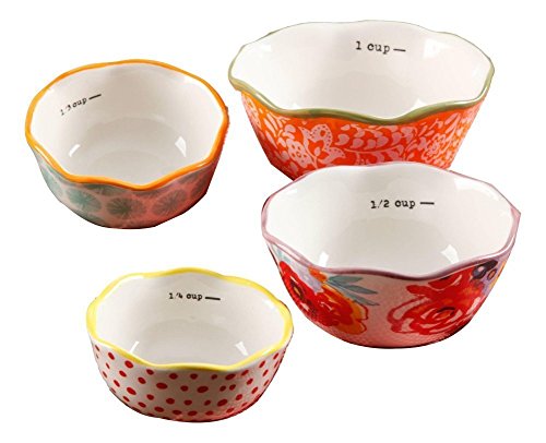 The Pioneer Woman Flea Market 4-Piece Ceramic Decorated Measuring Bowls