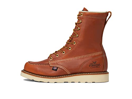 Thorogood American Heritage 8” Moc Toe Work Boots For Men Breathable Leather Boots With Slip-Resistant MAXWear Wedge Outsole and Goodyear Storm Welt, Tobacco Oil-Tanned - 10.5 2E US