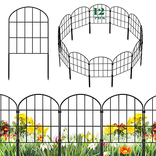 Ticanros 12 Pack Decorative Garden Fence Panels No Dig Fencing, Total 24in (H) x 13ft (L), Rustproof Metal Wire Garden Fence Border, Small Animal Barrier Fence for Dog