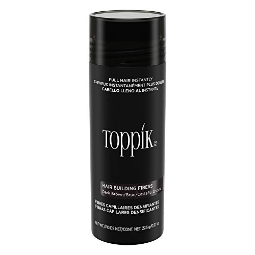 Toppik Hair Building Fibers, Dark Brown, 27.5g, Fill In Fine or Thinning Hair, Instantly Thicker, Fuller Looking Hair, 9 Shades for Men and Women , 0.97 Oz (Pack of 1)