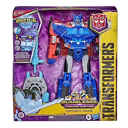 Transformers Bumblebee Cyberverse Adventures Battle Call Officer Class Optimus Prime, Voice Activated Lights and Sounds, Ages 6 and Up 10-inch