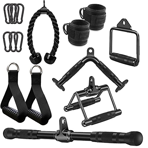 Triceps Pull Down Attachment, Cable Machine Accessories for Home Gym, LAT Pull Down Attachment Weight Fitness (Cable Machine Attachment Set 1.0)