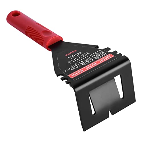 Trim Puller, Huazu Tile Removal Tool Heavy Duty Pry Bar Molding Removal Tool for Removing Wood Floor, Baseboard, Tiles, Nail Pulling and More, Built In Nail Puller and Socket Wrench