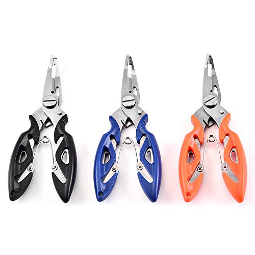 tzoxal Fishing Pliers Stainless Steel Fish Hook Remover, Saltwater Resistant Fishing Braid Scissors Braided Line Cutter, Split Ring Opener Fishing Tools (5in-3pcs)