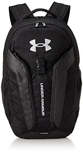 Under Armour Adult Hustle Pro Backpack , Black (001)/Metallic Silver , One Size Fits All