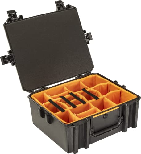 Vault by Pelican - V600 Multi-Purpose Hard Case with Padded Dividers for Camera, Drone, Equipment, Electronics, and Gear (Black)