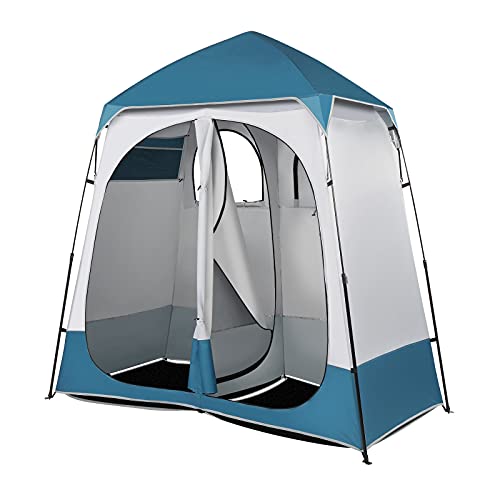 VINGLI 2 Room Shower Tent, 7.5 FT Instant Pop Up Shelter with Carrying Bag, Privacy Changing Room Tent for Portable Toilet, Easy Setup, Perfecr for Camping, Dressing Outdoor or Indoor