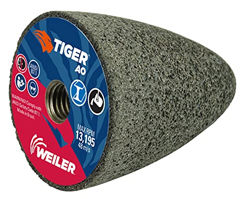 Weiler 68312 Tiger AO Type 16 Round Tip Portable Grinding Cone, A24-R, 2 3/4" X 3 1/2" X 5/8-11(Pack of 12)