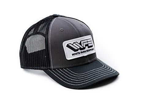 White Farm Equipment Logo Hat, Gray with Black Mesh Back