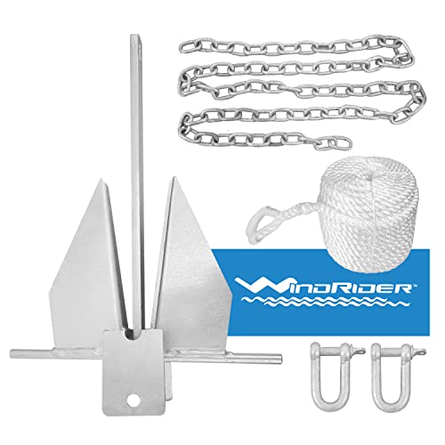 WindRider Superior Boat Anchor Kit Fluke Anchor with Anchor Chain and Anchor Rope Boat Anchors for Pontoon, Sail, Small Boats, Boat Anchors for 25' Boats The Perfect Pontoon Boat Accessories