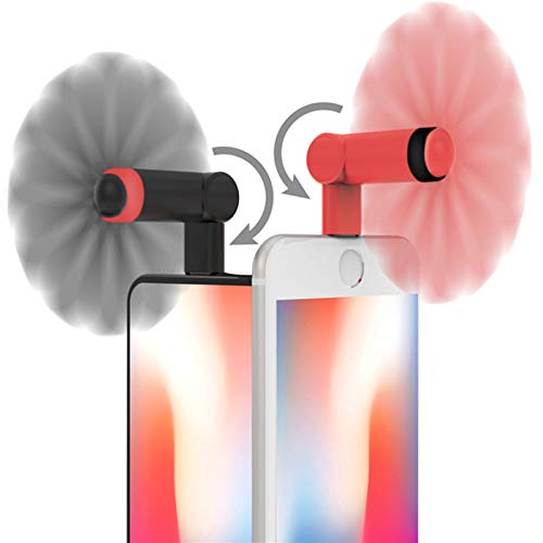 XNMBCRE Genuie Fan for iPhone(2 packs) , Mini Fan with 180 Rotating, Strong Wind, Lightweight Compatible for iPhone, iPad, iPod and Any Lighting Devices. Upgraded Version (Black and Rose Red)