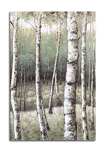 Yatehui White Birch Trees Painting Green Forest Canvas Wall Art Prints Landscape Pictures Living Room Wall Decor Ready to Hang 24x36 Inch