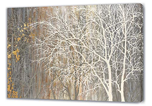 Yihui Arts White Birch Trees Painting 3D Canvas Art On Canvas Abstract Artwork Art Wood Inside Framed Hanging Wall Decoration Abstract Painting One Panel for Home Modern Decor