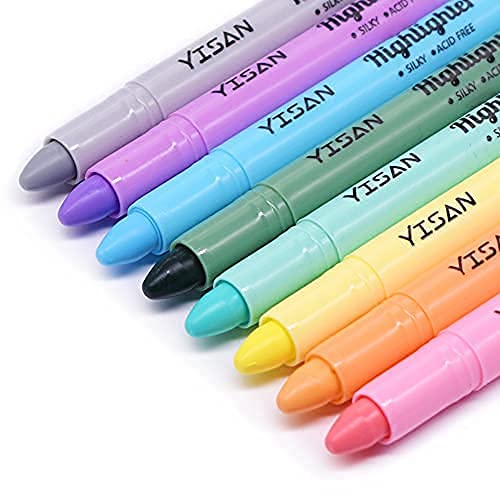 YISAN No Bleed Gel Highlighter,Bible Highlighters, Crayon Marker Pens,Dry Highlighter for Study8 Pastel Colors, 902249