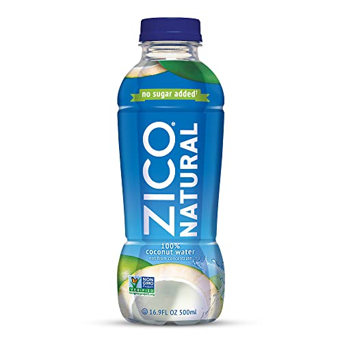 Zico 100% Coconut Water Drink - 12 Pack, Natural Flavored - No Sugar Added, Gluten-Free - 500ml / 16.9 Fl Oz - Supports Hydration with Five Naturally Occurring Electrolytes - Not from Concentrate