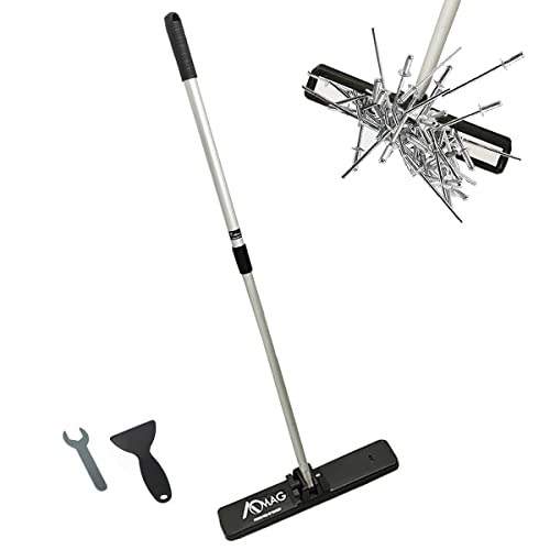 16 LB Strong Magnetic Nais Sweeper Telescoping Magnet Pickup Tool from 27" to 44",Heavy Duty Magnetic Nail Sweeper for Picking Nails,Screws,Metal Tools