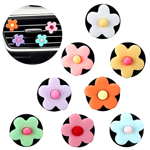 8 Pieces Flower Air Freshener Car Clips Car Accessories Interior Decor for Women Girls Cute Charm Colorful Air Vent Decorations (Vibrant Colors)