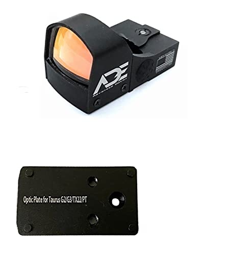 Ade Advanced Optics Crusader RD3-009 Red Dot Reflex Sight + Optic Mounting Plate for Taurus PT111 G2, Millennium G2, G2C, G3 with Original Rear Sight, PT140 G2, PT709, PT740, TX22 + Pictinny Plate