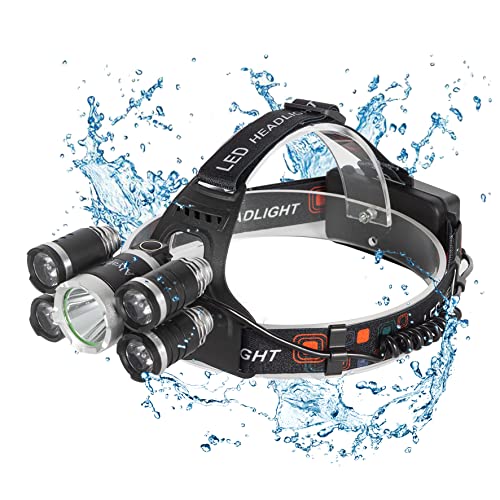 Alyattes Headlamp Rechargeable LED Headlamp Super Bright 12000 Lumens Outdoor Headlight 4 Modes, Rechargeable Headlamps for Adults Waterproof Hard Hat Headlight, Perfect Camping, Hiking and Hunting