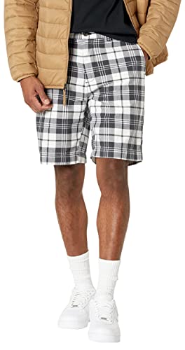 Amazon Essentials Men's Slim-Fit 9" Short, Grey, Plaid, 36