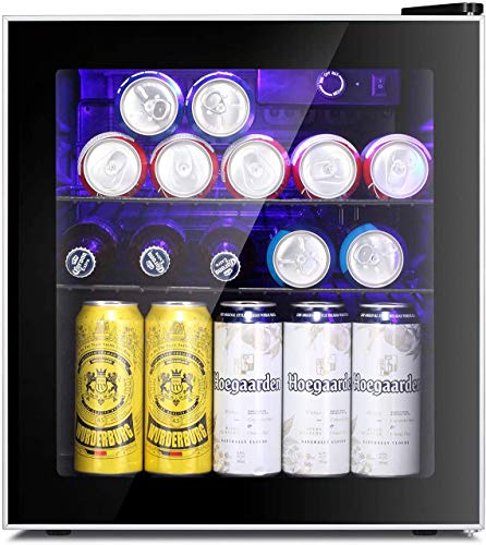 Antarctic Star Mini Fridge Cooler - 75 Can Beverage Refrigerator Glass Door for Beer Soda or Wine – Glass Door Small Drink Dispenser Machine Clear Front Removable for Home, Office or Bar, 1.6cu.ft.