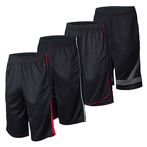 Athletic Shorts for Men - 4 Pack Men's Activewear Quick Dry Basketball Shorts - Workout, Gym, Running