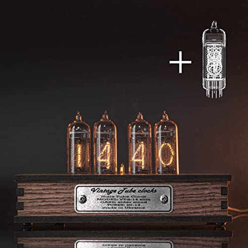 Authentic Nixie Tube Clock Bundle with Spare IN-14 Nixie Tube - Motion Sensor - Visual Effects - Replaceable Nixie Tubes - Made in Ukraine